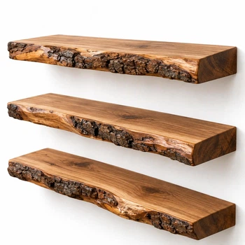 Модульні полички 3 шт з натурального дерева (ясінь) з живим краєм PureWood Modular ,покриті масло-воском ПНДД 047