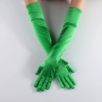 Довгі атласні рукавички honey fashion accessories s/m/l зелений (30к048)