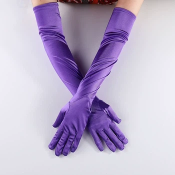 Довгі атласні рукавички honey fashion accessories s/m/l яскраво-фіолетовий (30к048)