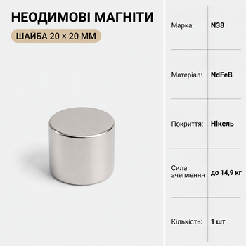 Неодимовая шайба 20*20мм
