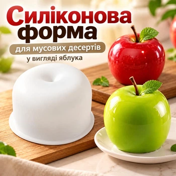 Силіконова форма для мусових десертів у вигляді яблука – 3D молд для тістечок, мусових тортів, желе та шоколадних десертів (151990445)