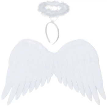Крылья ангела Ruhhy 2 шт 50 x 35 см с нимбом White (5900779959392)