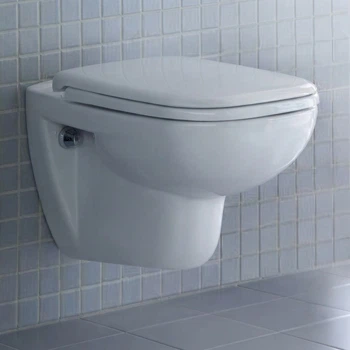 Подвесной унитаз DURAVIT D-CODE Rimless 545x355 округлый, с сидением, белый (45700900A1)