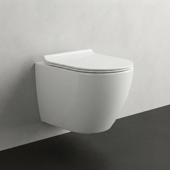 Подвесной унитаз KOLLER POOL Round Rimless 520x355 прямоугольный, с сидением, белый (RN-0520-RW)