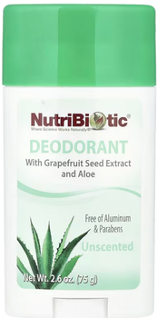Дезодорант з алое без запаху, Deodorant Unscented NutriBiotic, 75 грам