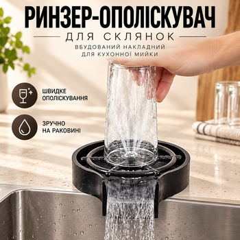Ринзер-ополаскиватель для стаканов встраиваемый накладной для кухонной раковины