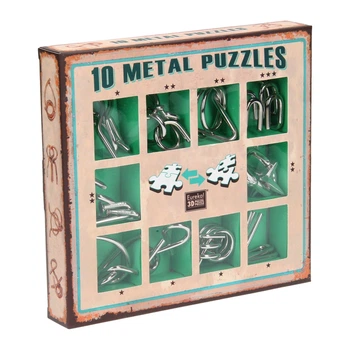 Zestaw łamigłówek 10 Metall Puzzles Zielony (5425004733573)