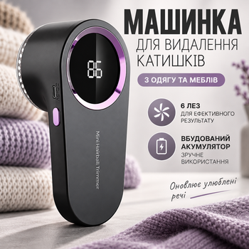 Машинка для удаления катышков с одежды и мебели с триммером и 6 лезвиями, аккумуляторная