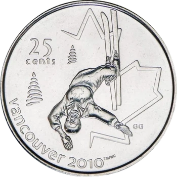 Монета 25 центів 2008 XF Лижний фрістайл. XXI winter Olympic Games, Vancouver 2010 - Freestyle Skiing