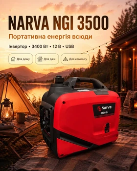 Інверторний бензогенератор Narva NGI 3500 3.0-3.5 кВт 220 В 12 В, чиста синусоїда