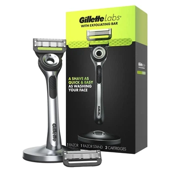 Станок для бритья мужской (Бритва) Gillette Labs c 2 сменными картриджами и подставкой Silver