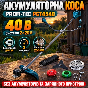 Аккумуляторная мотокоса 40 В без батарей, коса с ножом и зубчатым диском 255 мм, садовый инструмент с велосипедной рукояткой