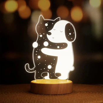 Светильник-ночник от USB "Собака и кот обнимаются"