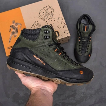Зимние кожаные кроссовки, спортивные ботинки Merrell Intercept Green Olive 42