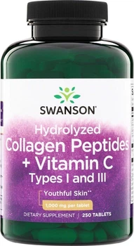 Kolagen hydrolizowany Swanson Hydrolyzed Collagen Peptides + Vitamin C typ I i III 250 tabletek (87614118284)