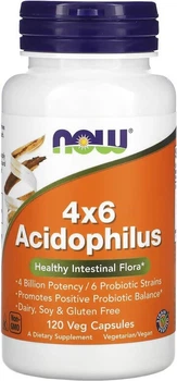 Probiotyki i prebiotyki Now Foods 4X6 Acidophilus 120 kapsułek wegetariańskich (733739029225)