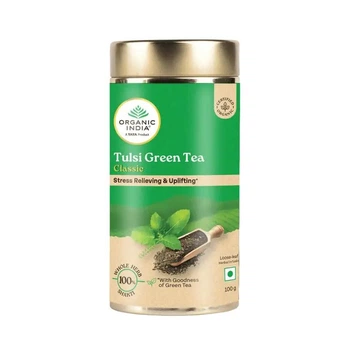 Зелений чай з базиліком Туласі Органік Індія 100г, Tulsi Green Tea Classic Organic India 100g
