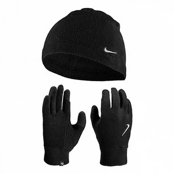 Набор шапка и перчатки Nike M FLEECE HAT AND GLOVE SET BLACK/BLACK/SILVER черный Чол L/XL