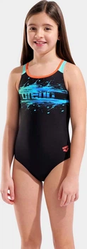 Купальник слитный для девушек Arena PAINT SWIMSUIT SWIM PRO BACK черный Дит 128 см