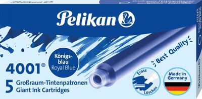 Набір картриджів Pelikan 4001 Royal Blue 5 шт довгі Сині стирані (4012700310743)