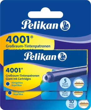 Чорнильні картриджі довгі Pelikan 4001 Royal Blue сині стирані 10 шт (4012700330857)