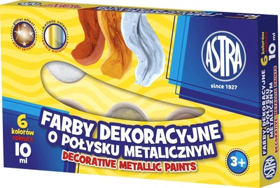 Zestaw gwaszy dekoracyjnych Astra z metalicznym połyskiem 6 kolorów 10 ml (5900263140015)