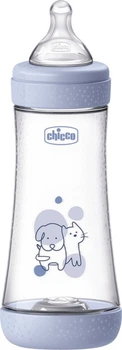 Пляшка для годування Chicco Perfect 5 із силіконовою соскою 4+ місяців 300 мл Блакитна (8058664181049)
