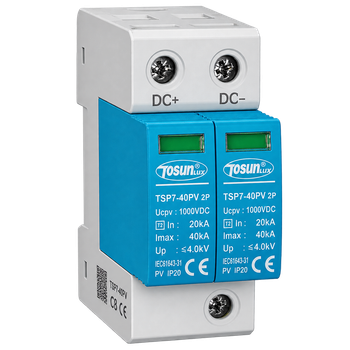 Ограничитель импульсного перенапряжения TOSUNlux TSP7-40PV, 2P, 20–40 кА, 1000 В DC, для солнечных электростанций