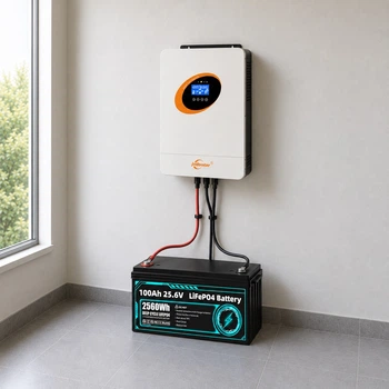 Комплект гибридный инвертор 4кВт 24В JSDsolar J4000HC MPPT 100А Wi-Fi + аккумулятор Nexcell LiFePO4 25.6V 100Ah 2560Wh BMS АКБ 2.56 квт для квартиры резервного питания дома
