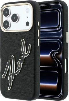 Etui do smartfona Apple iPhone 18 Pro/iPhone 17 Pro Karl Lagerfeld Smooth Big Resin Signature Logo Black (3666339660406)