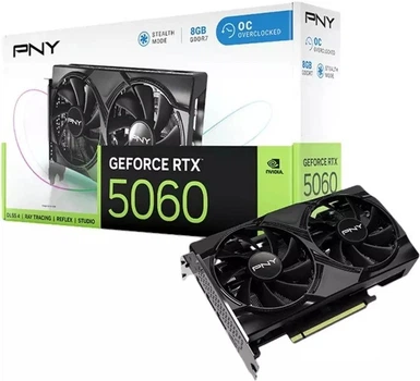Видеокарта PNY GeForce RTX 5060 8GB Overclocked Dual Fan (VCG50608DFXPBW1-O)
