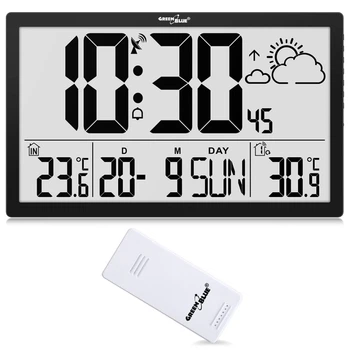 Часы настенные GreenBlue GB218 LCD с температурой и датой (5902211132059)