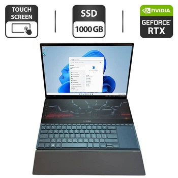 Ігровий ноутбук Asus ZenBook Pro Duo UX581 / 15.6" (3840x2160) OLED Touch / Intel Core i7-9750H (6 (12) ядер по 2.6 - 4.5 GHz) / 16 GB DDR4 / 1000 GB SSD / nVidia GeForce RTX 2060, 6 GB GDDR6, 192-bit / WebCam б/в