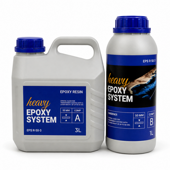 Эпоксидная смола 3 кг Heavy Epoxy System (смола + отвердитель) толстослойная, прозрачная, для заливки 10-50 мм, для панно, подносов, декоративных вставок и изделий из дерева