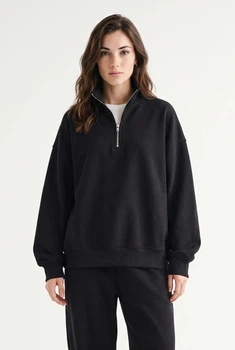 Свитшот женский оверсайз на молнии Black 3XL
