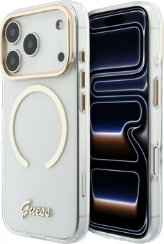 Чохол для смартфона Apple iPhone 18 Pro/iPhone 17 Pro Guess IML Script Metal MagSafe Transparent (3666339679156)