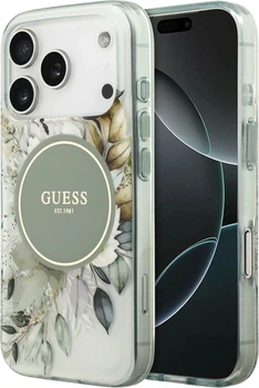 Чохол для смартфона Apple iPhone 18 Pro Max/iPhone 17 Pro Max Guess IML Flower & Tonal Circle MagSafe Green (3666339681173)