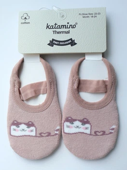 Детские махровые чешки Katamino Elorin с антискользящий подошвой Cиренево-розовые 21-23 / 12-18 мес.
