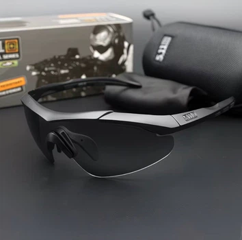 Защитные спортивные очки 5.11 Aileron Shield со сменными линзами (3 шт.) и поляризацией, UV400 Чорный