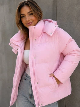 Куртка женская Lady Yep 30382-10005 дутая пуффер с капюшоном 44 розовая