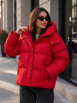 Куртка женская Lady Yep 30382-10005 дутая пуффер с капюшоном 42 красная
