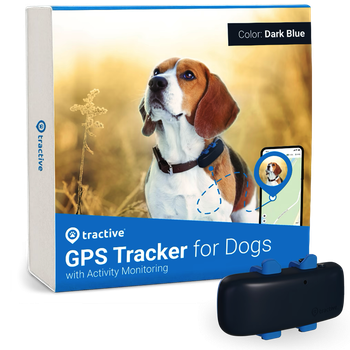 GPS-трекер для собак Tractive водонепроникний з інтелектуальним відстеженням активності темно-синій.