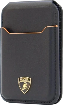 Magnetyczny portfel Lamborghini D1 Genuine Leather do telefonu Black/Orange with MagSafe (6955250214933)
