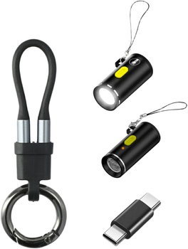Набір аксесуарів 4smarts Explorer 4 в 1 кабель-брелок USB-C, адаптер USB-C до USB-C, запальничка USB-C, ліхтарик USB-C Black (4252011911585)