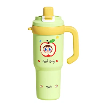 Термокружка PAKCHOICE Apple Party с ситечком и трубочкой 1.15 л Milk Green