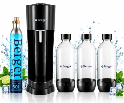 Набор для газирования воды Berger SM-102 3 бутылки 1 баллоны 1 л Черный (BGR-SM102-BK-3B-1SCR)