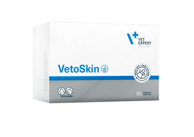 Нутрицевтическая добавка Vet Expert VetoSkin для поддержания здоровья кожи и качества шерсти у кошек и собак 60 капсул в блистерах
