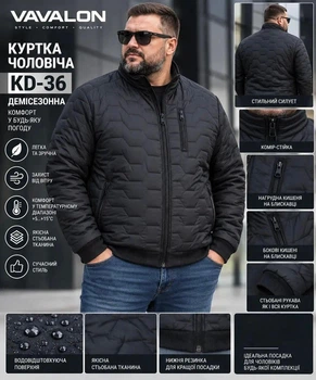 Куртка мужская демисезонная Vavalon KD-36 чёрная 66