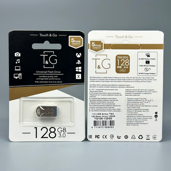 USB флешка 128Gb USB 3.0 Металлический накопитель T&G 106 Серый