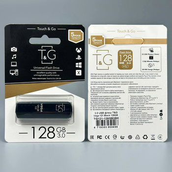 USB флешка 128Gb USB 3.0 Пластик накопитель T&G Vega 121 Черный